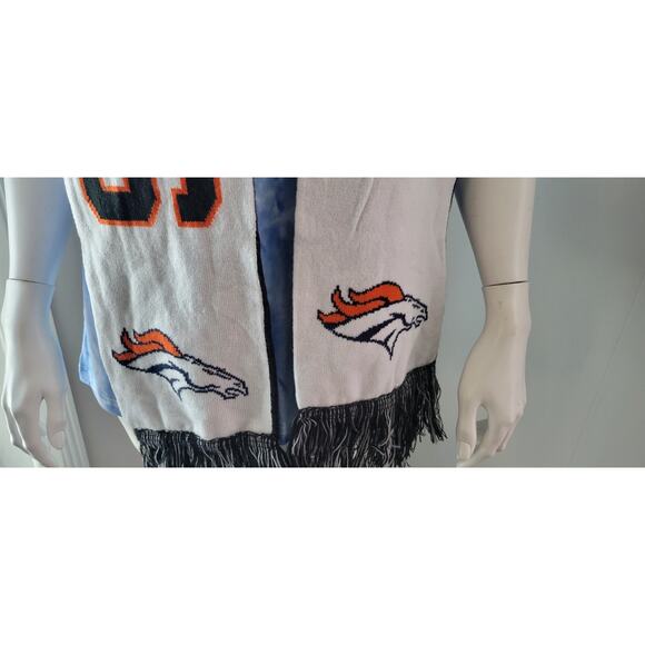 Denver Broncos Reversible Home/Away Games Fleece Scarf FOCO Logo Fringe - Picture 3 of 8